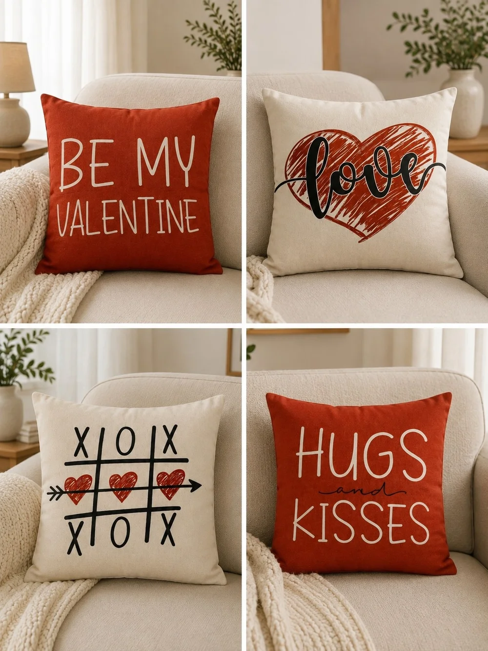Valentine Red and Cream Decorative Pillow Cover Set - 18 X 18 - NIP
